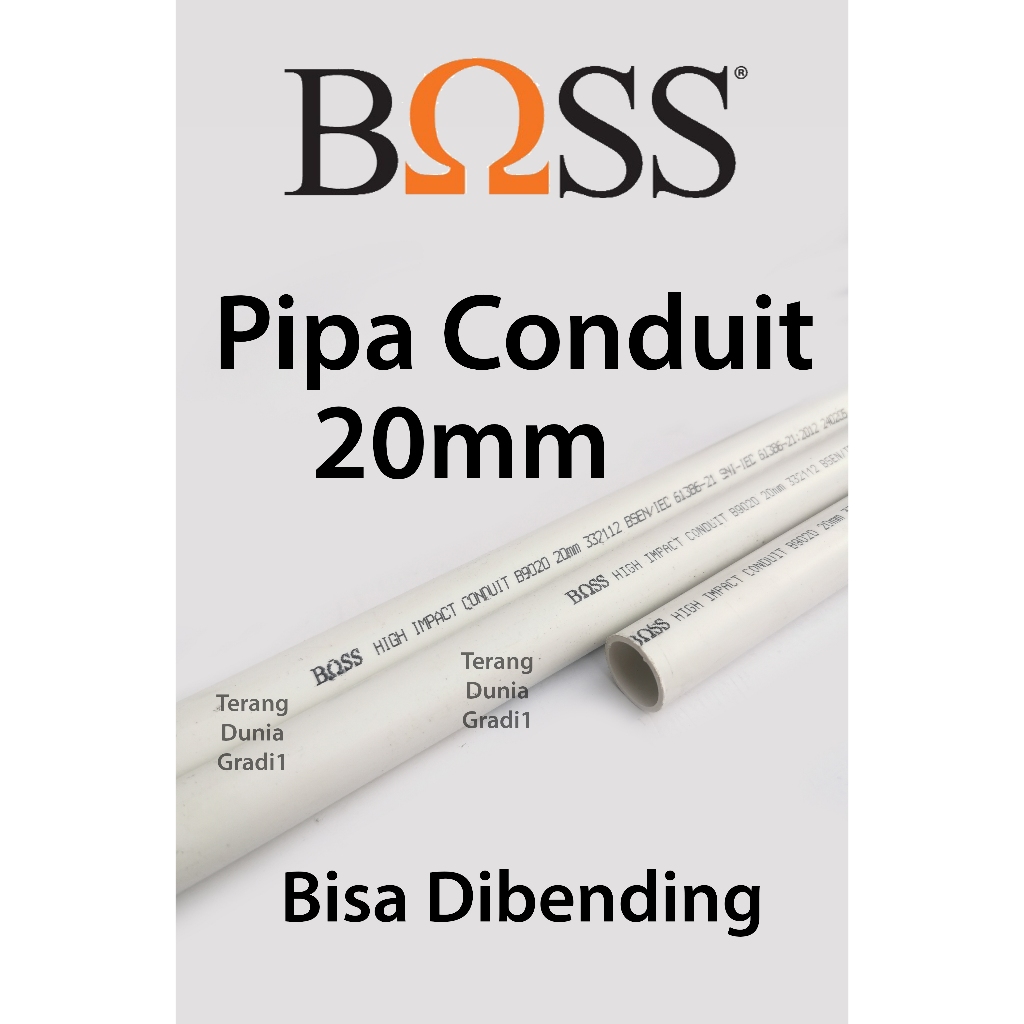 Pipa Conduit Boss Pipa Listrik Boss Pipa 20mm merk Boss Pipa Boss 20mm Pipa Boss Putih 20mm Pipa Bos