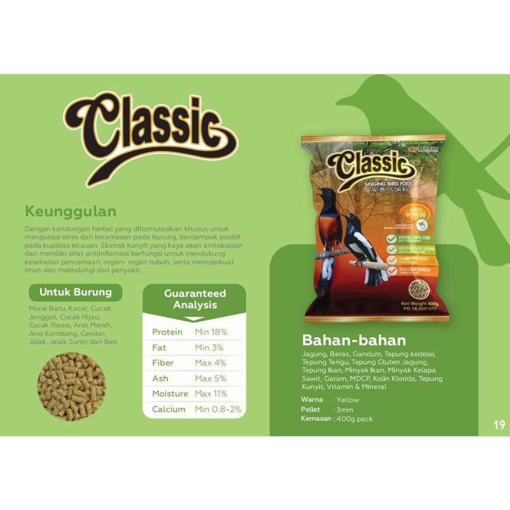 classic hijau / kuning Pur burung clasic burung murai Kacer pleci cpp