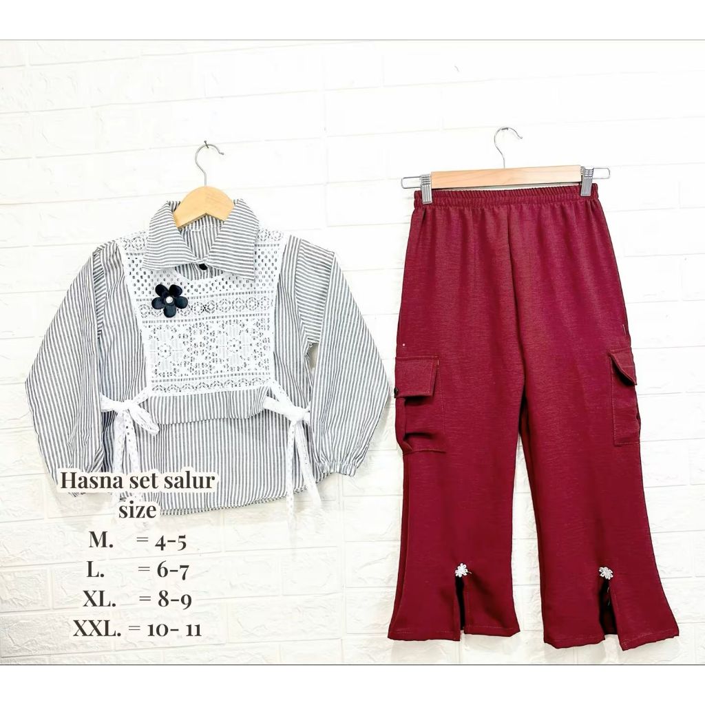 ADL - BAJU HASNA SET CELANA CARGO KIDS // SET CRINGKLE SALUR MIX BRUKAT MALIKA // SET ANAK KEKINIAN 