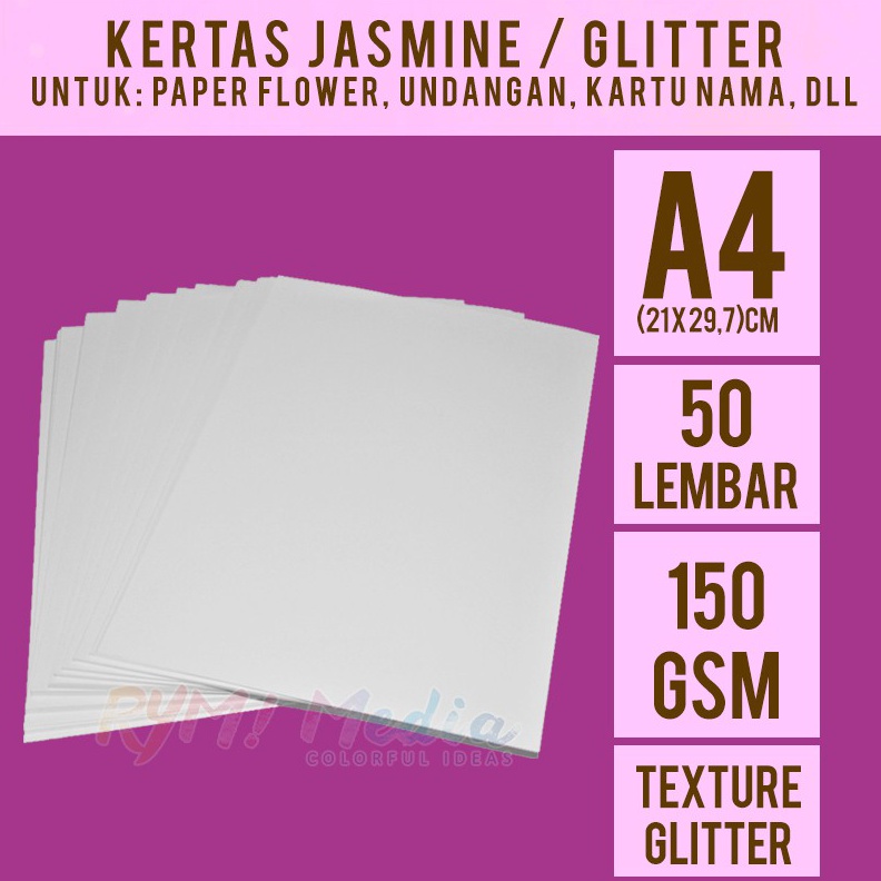 

KODE L98A Jasmine Glitter 15 Gsm A4 isi 5 Lembar Kertas Jasmine Glitter Putih A4 15 Gram Kertas Blangko Undangan Karton Ijasah Sertifikat Flower Ukuran A4