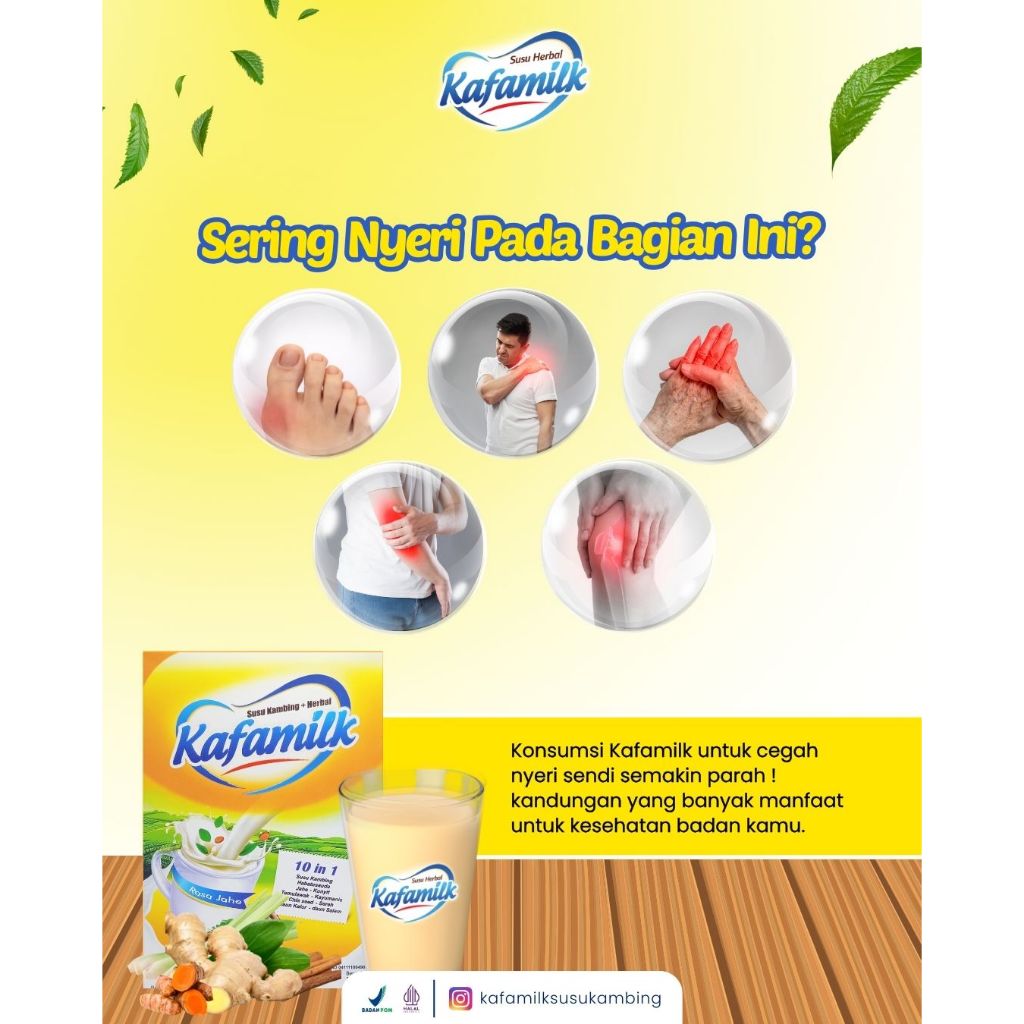 

Kafamilk Susu Kambing Herbal 5 box(250gram) untuk Nyeri Sendi, osteoporosis dan pengapuran tulang