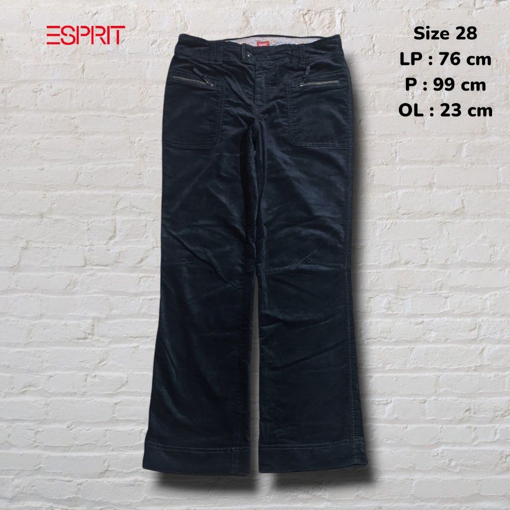 Size 28 Celana Panjang Longpants Corduroy Esprit Fatigue Hitam Bootcut Original Second Preloved #CJ9