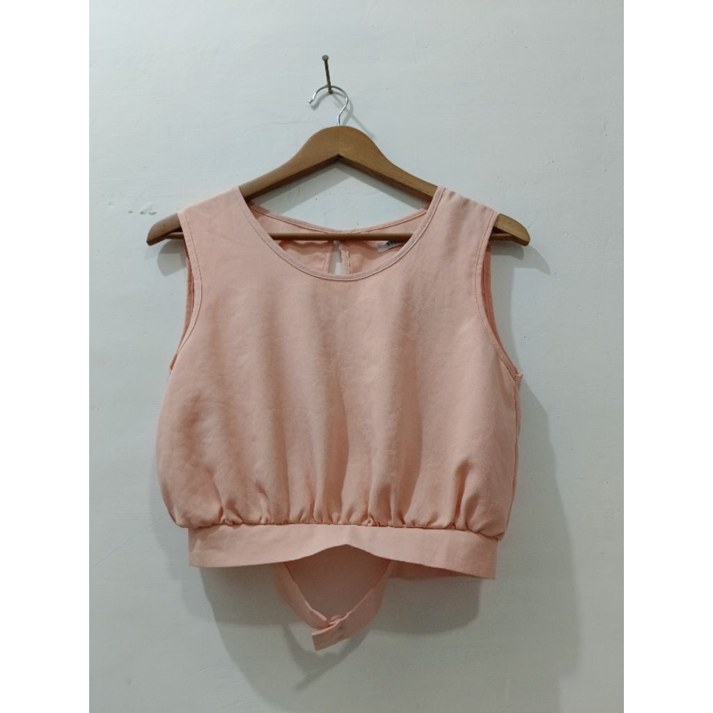 Baju Atasan Blus Crop Top Oren Seksi Murah