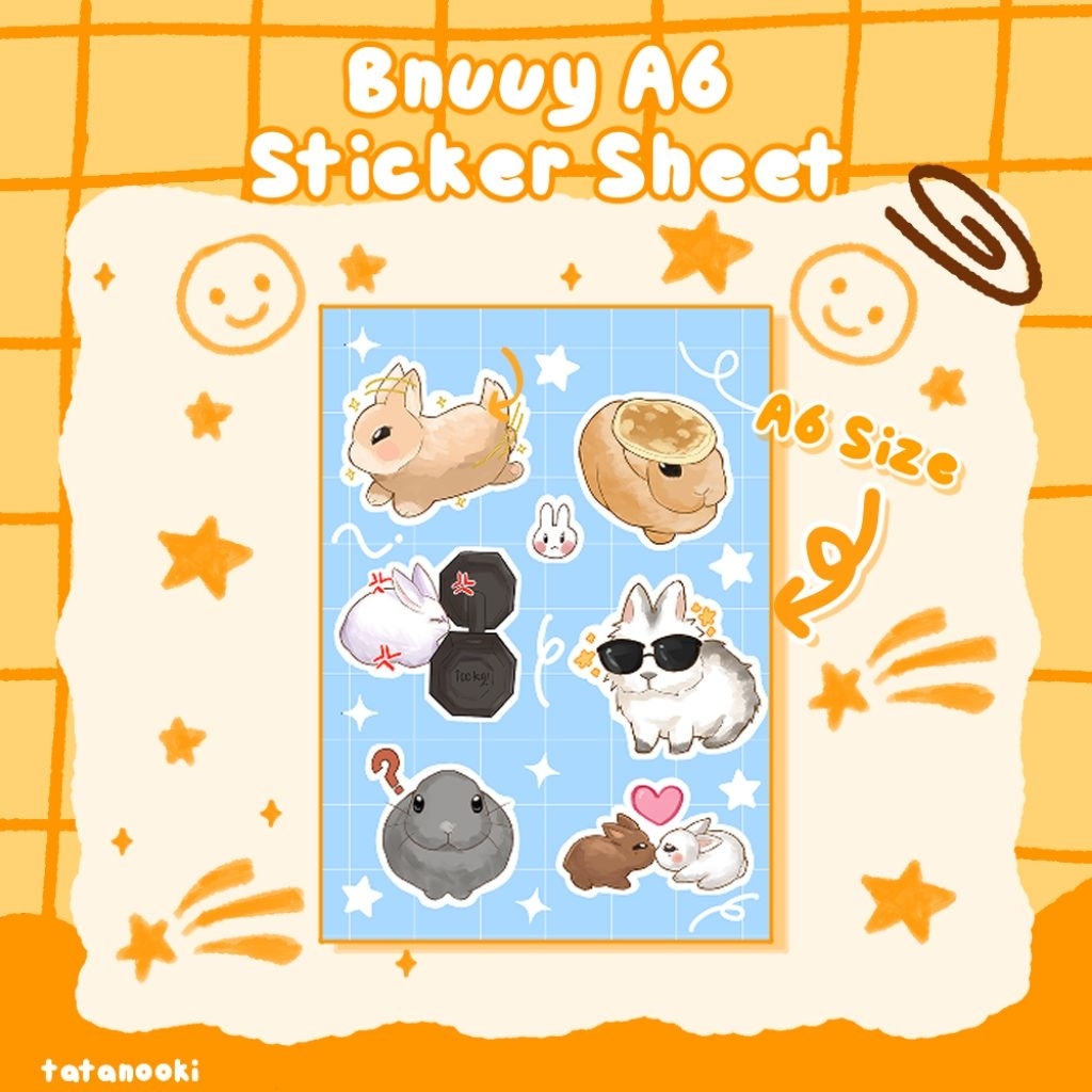

Bunny Sticker Sheet A6 Stiker Kelinci