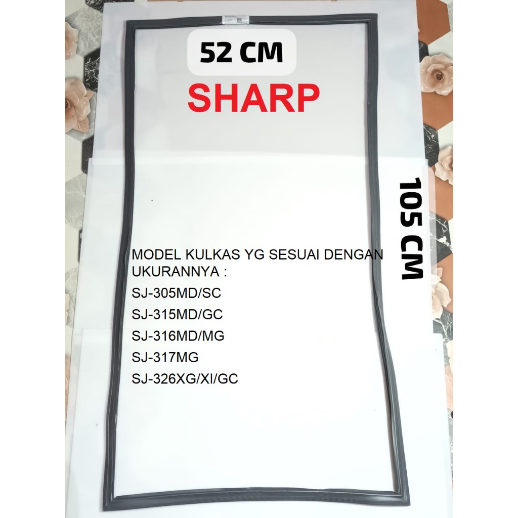ORIGINAL KARET PINTU KULKAS SHARP GASKET KARET MAGNET PINTU KULKAS SHARP 2 PINTU PPACRI731VRED