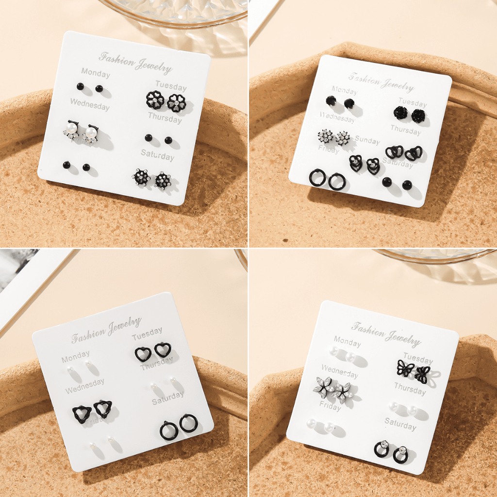 GARANSI ANEKA SET ANTING-ANTING HITAM LUCU ELEGAN KOREA STYLE EARRING FASHION ACCESSORIES 2025