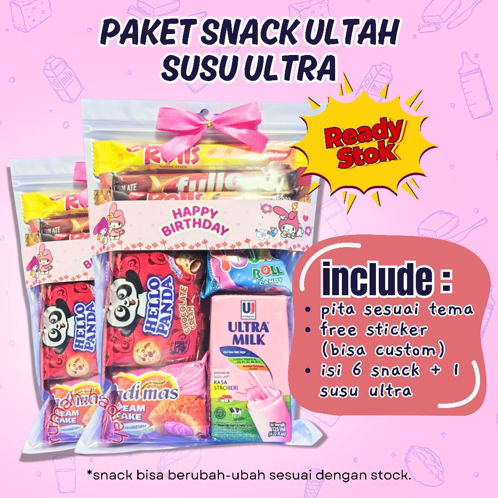 

Ready - Bingkisan Snack Ultah Hampers Ulang Tahun Anak Hampers Hadiah Gift Snack Susu Ultra
