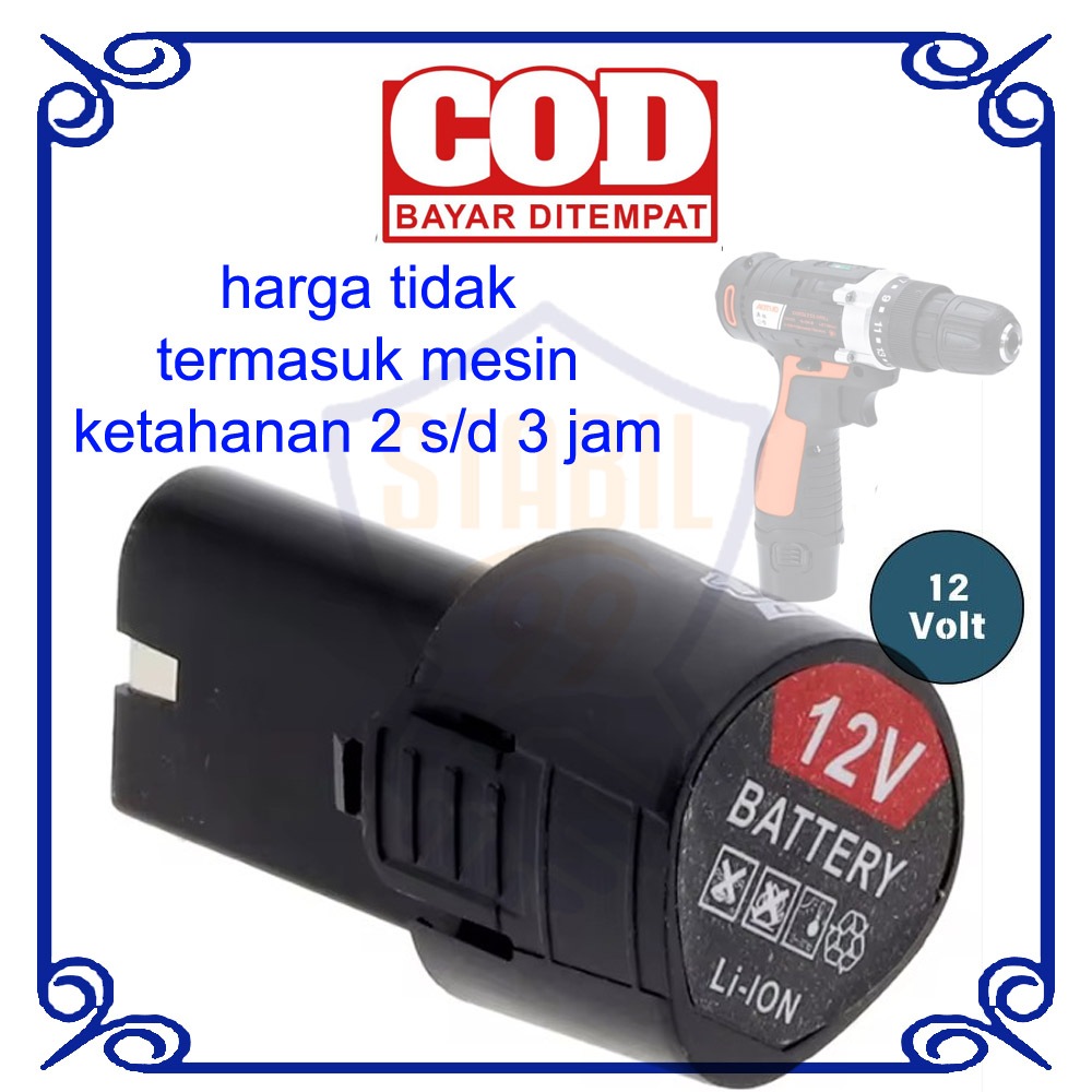 COD Baterai Li-Ion 12V Batre Cadangan Mesi Bor Aotuo 12Volt Batrai Portable