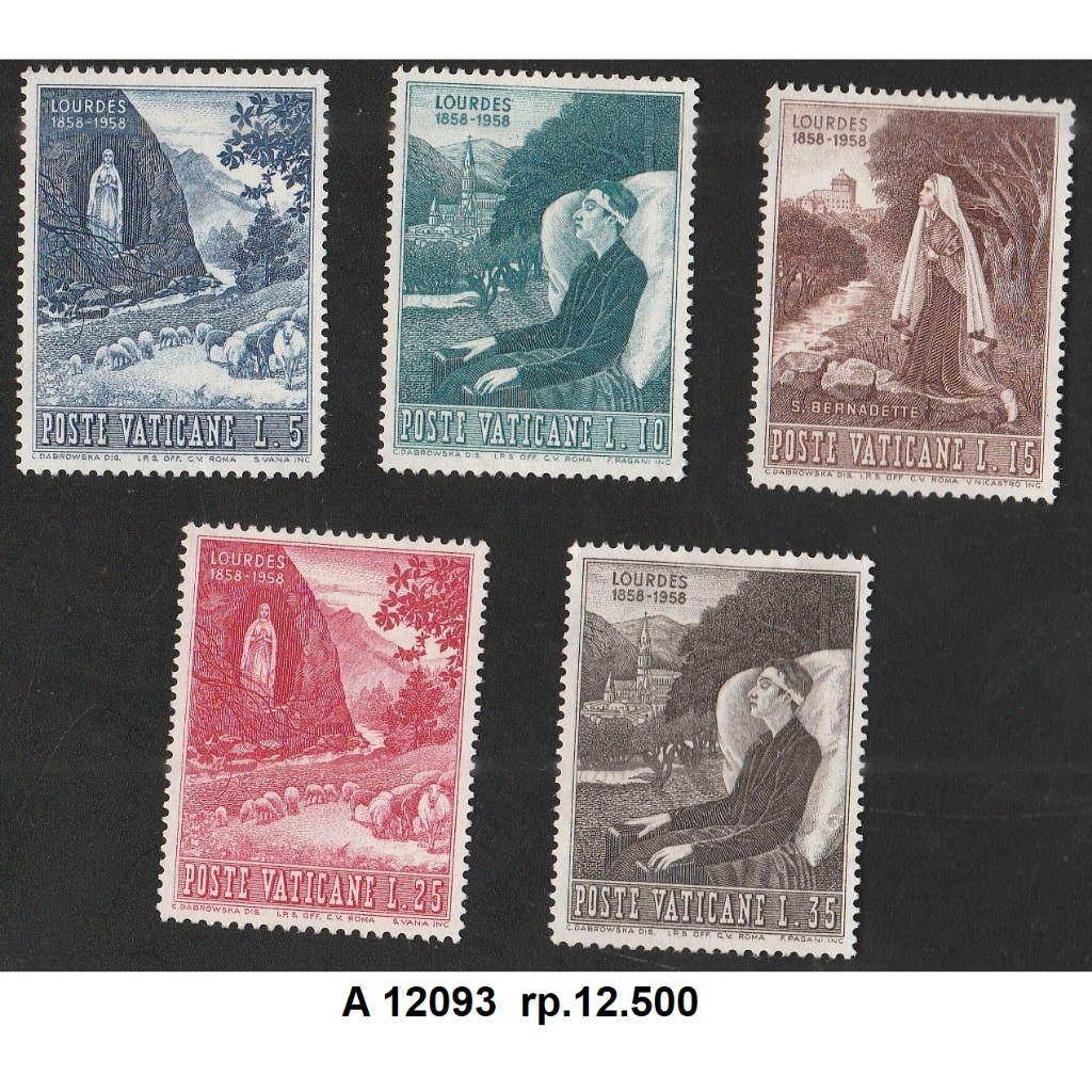 

A 12093 LIMA BUAH PRANGKO VATICAN TEMA CENTENARY OF APPARITION OF THE VIRGIN MARY AT LOURDES DENGAN KONDISI BELUM ADA CAP