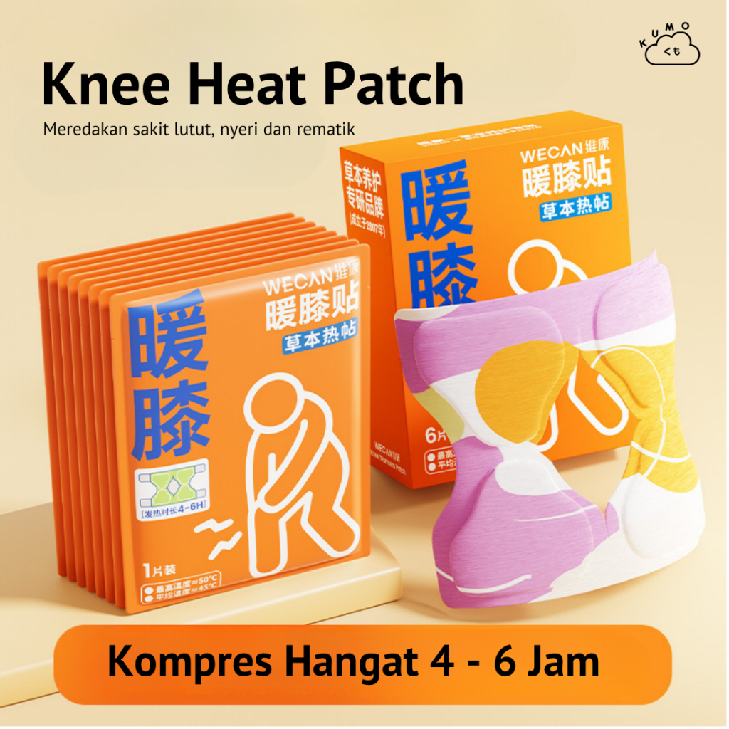 KUMO Knee Heat Patch Kompres Hangat Pereda Nyeri Lutut / Keram Lutut / Rematik - 2 pcs (sepasang)