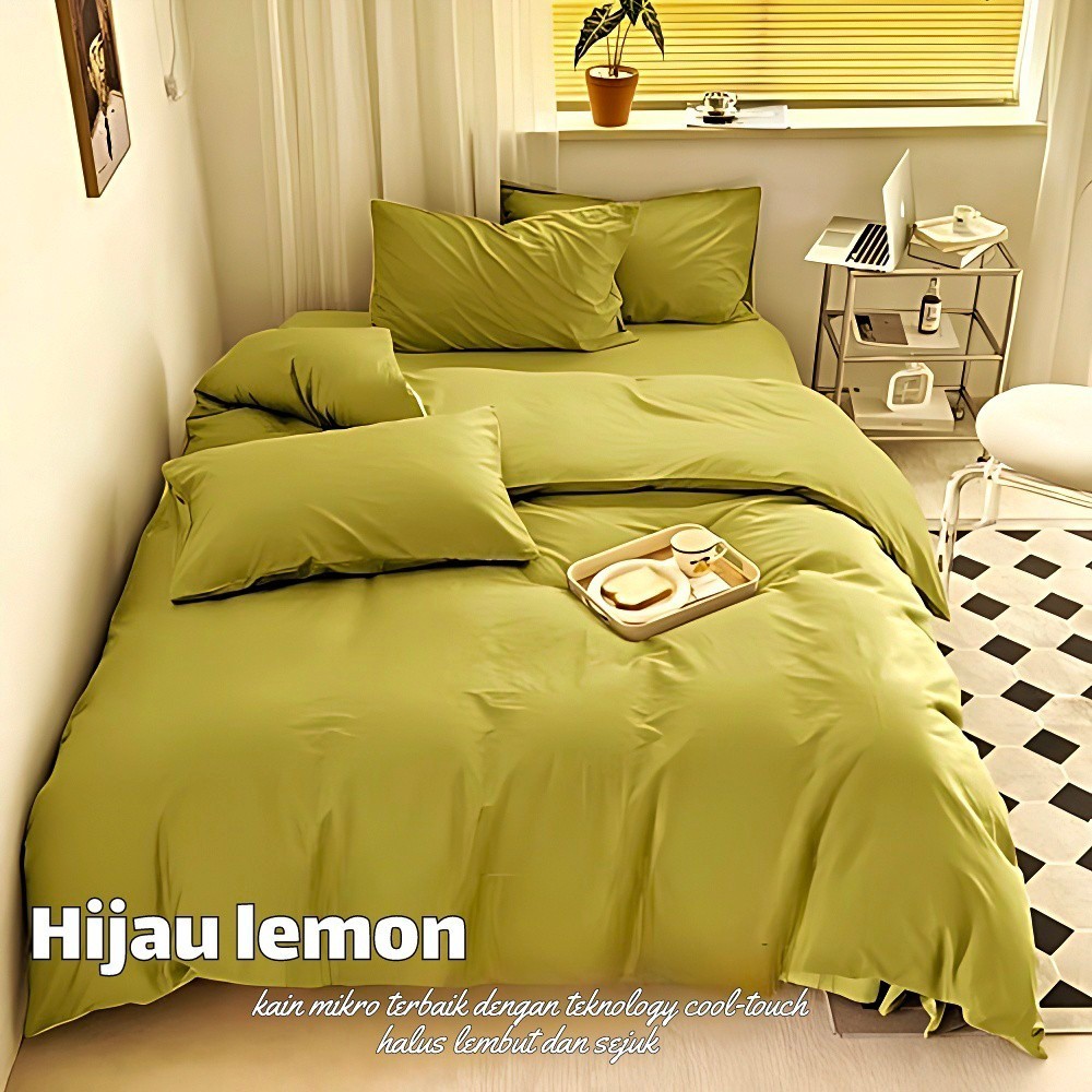 COD SEPREI Polos Premium Warna HIJAU LEMON Sprei ANTI GESER Ukuran All Size Kain Microsilk Homemade