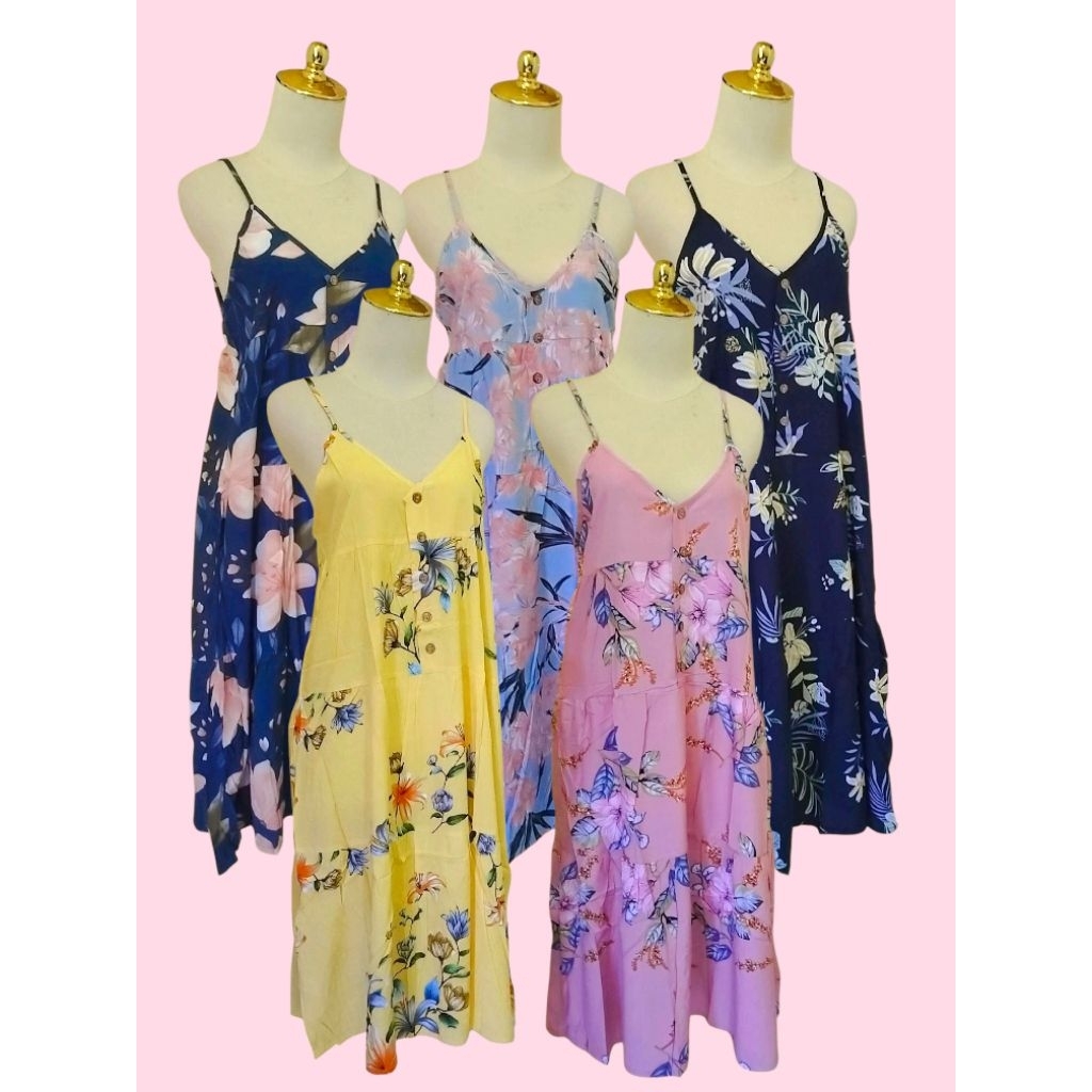 mychanz - daster /dress motif korea tali tanktop katun rayon kualitas premium