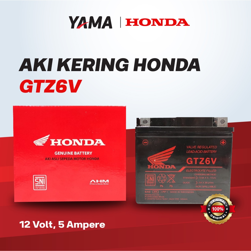AKI MOTOR ACCU KERING GTZ6V ISS BEAT K1A CBR PCX SCOOPY ISS VARIO 125 150 ISS 31500-KZR-602 ORISINIL