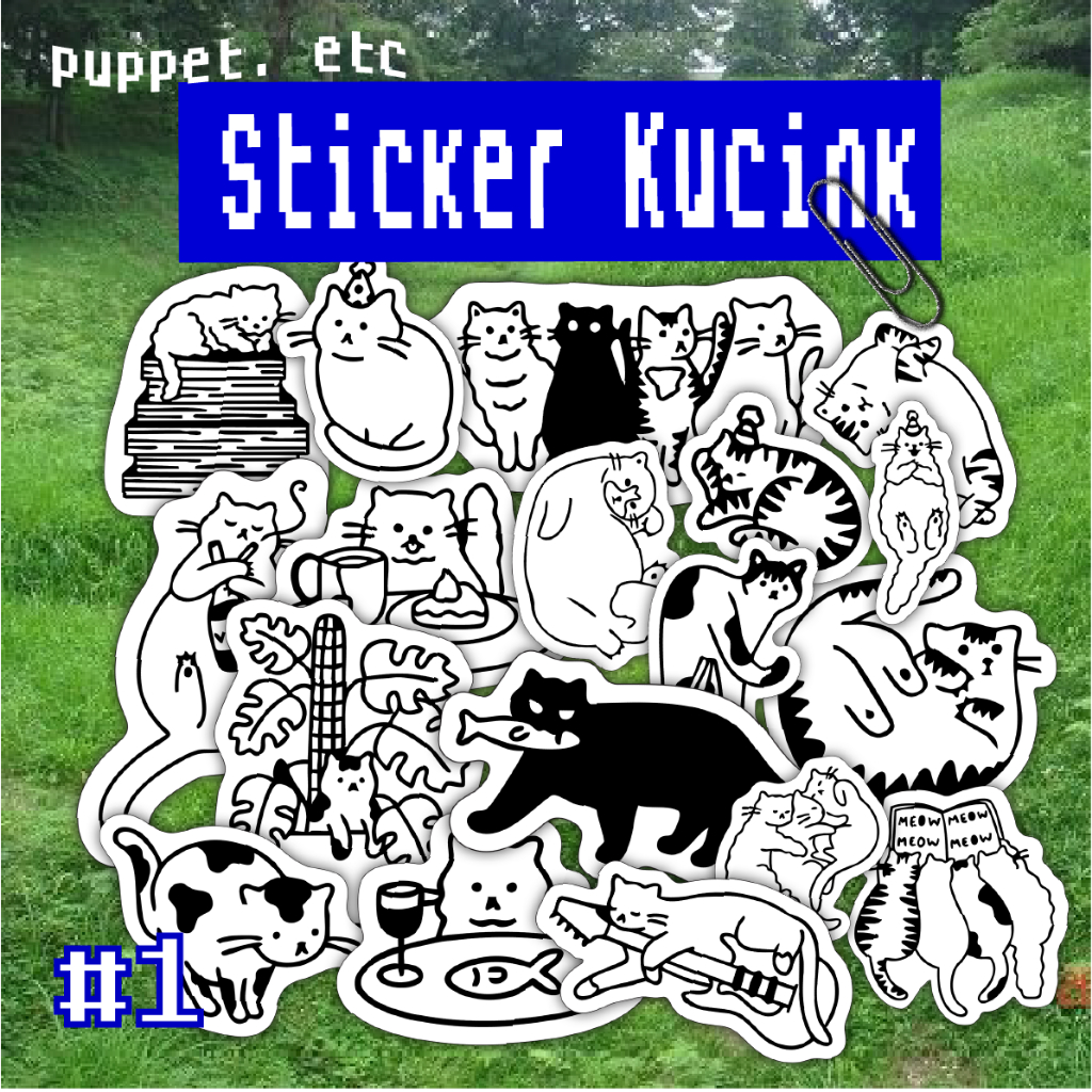 

Stiker Kucing Aesthetic Premium Vinyl Waterproof Hitam Putih Dekorasi Laptop Buku Tumblr (21pcs)