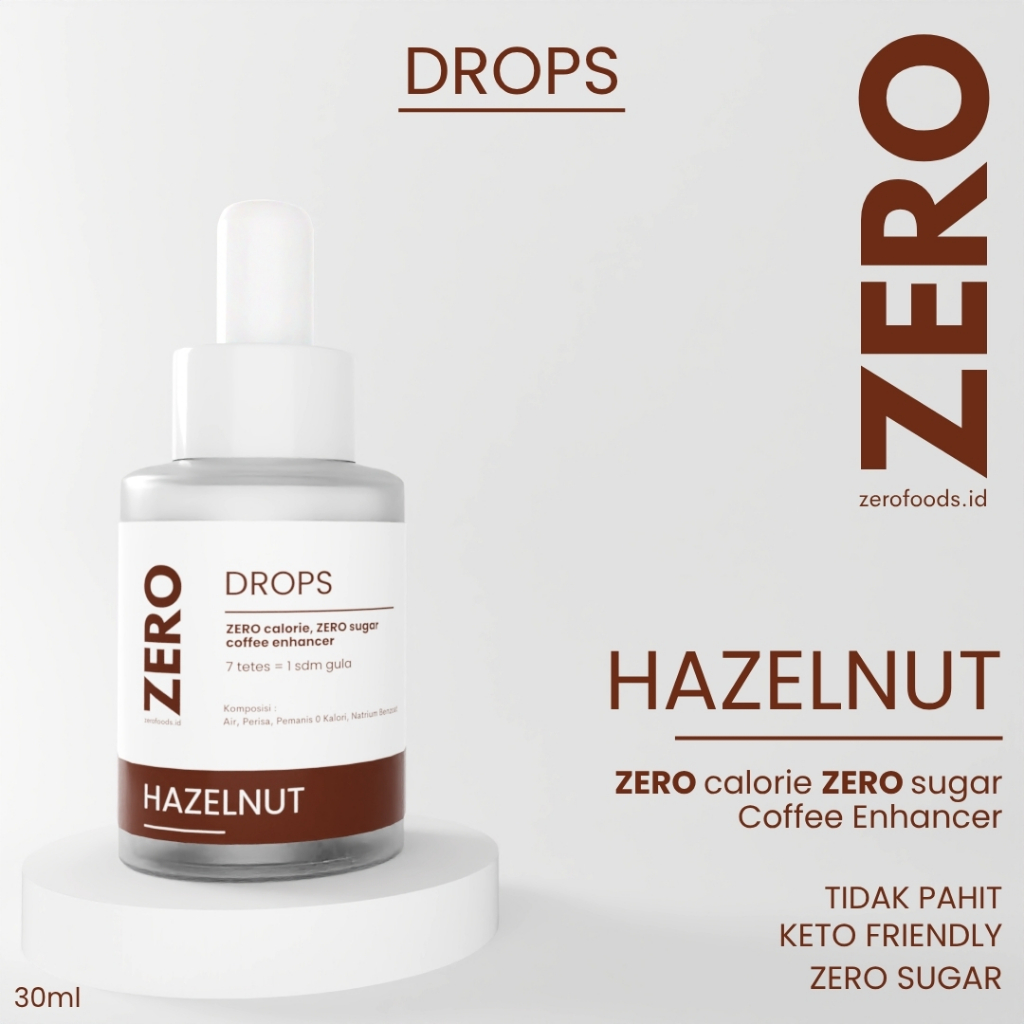 

Zero Drops Hazelnut - Pemanis Tanpa Gula, Zero Kalori, Rasa Lebih Baik dari Stevia