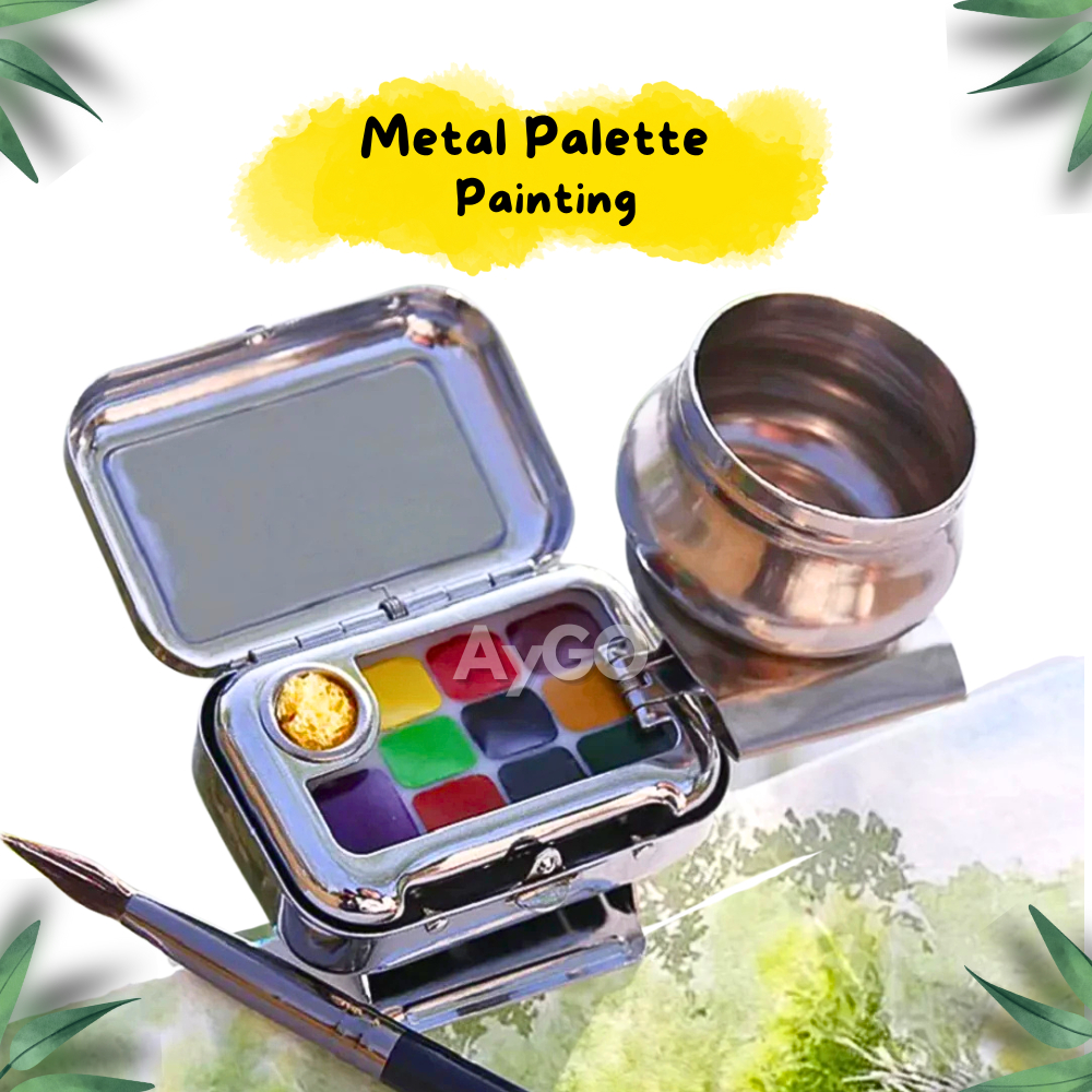

Premium Mini Metal Palette Painting / Palette Lukis Portable / Travel Palette Painting Watercolor