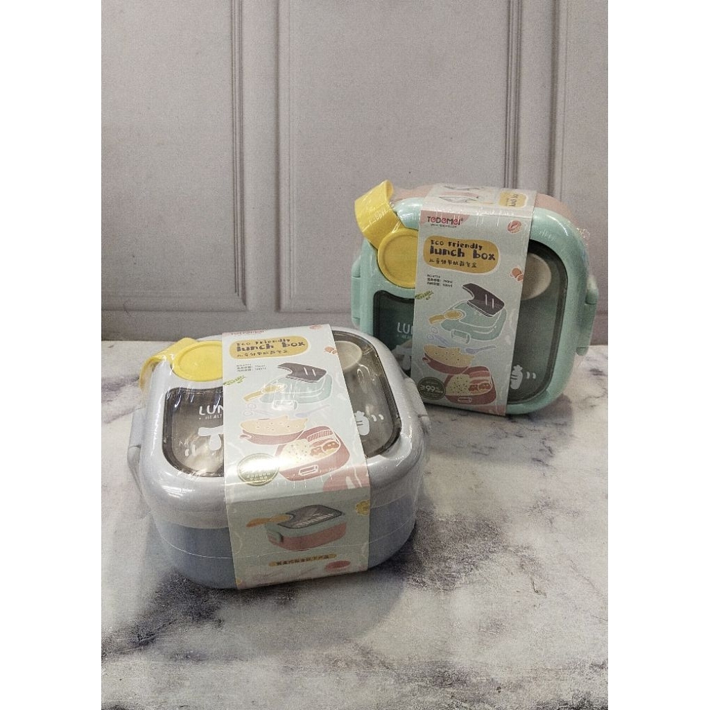 Tempat Makan set 2in1 Tedemei 6773 free sendok dan Gunting kecil