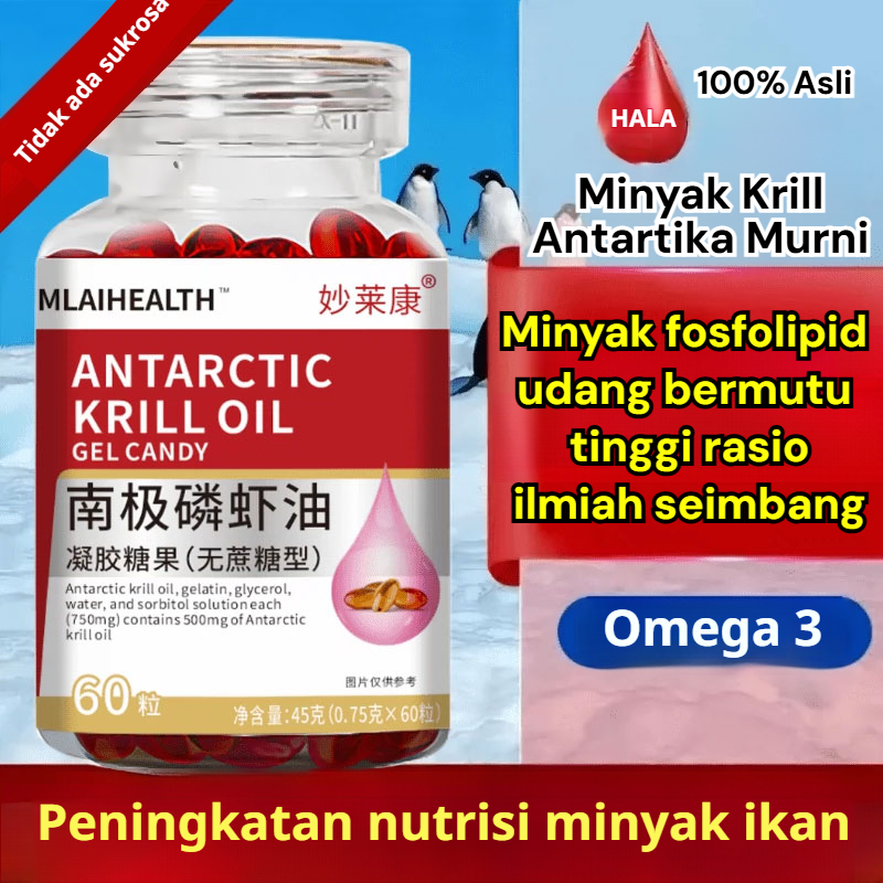 ✅【𝐎𝐑𝐈𝐆𝐈𝐍𝐀𝐋】Original Import Minyak Krill Antartika/Minyak Krill Antartika (60 Kapsul) Kapsul Astaxant