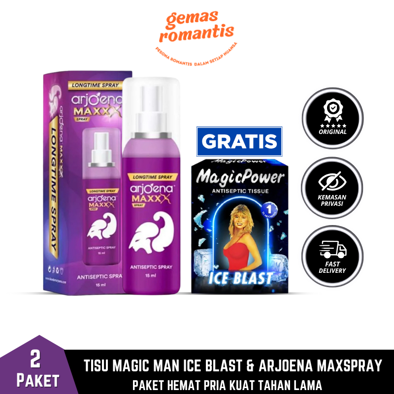 Paket Hemat Tisu Magic Power Ice Blast 6 Pcs &Arjoena Maxxx Magic Spray Longtime 15 mL