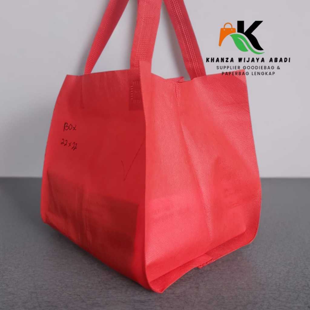 

Tas Kain spunbond / Tas HLS BOX 22x22 / Tas Kotak Snack Acara Tas Besek Nasi / Harga Lusinan