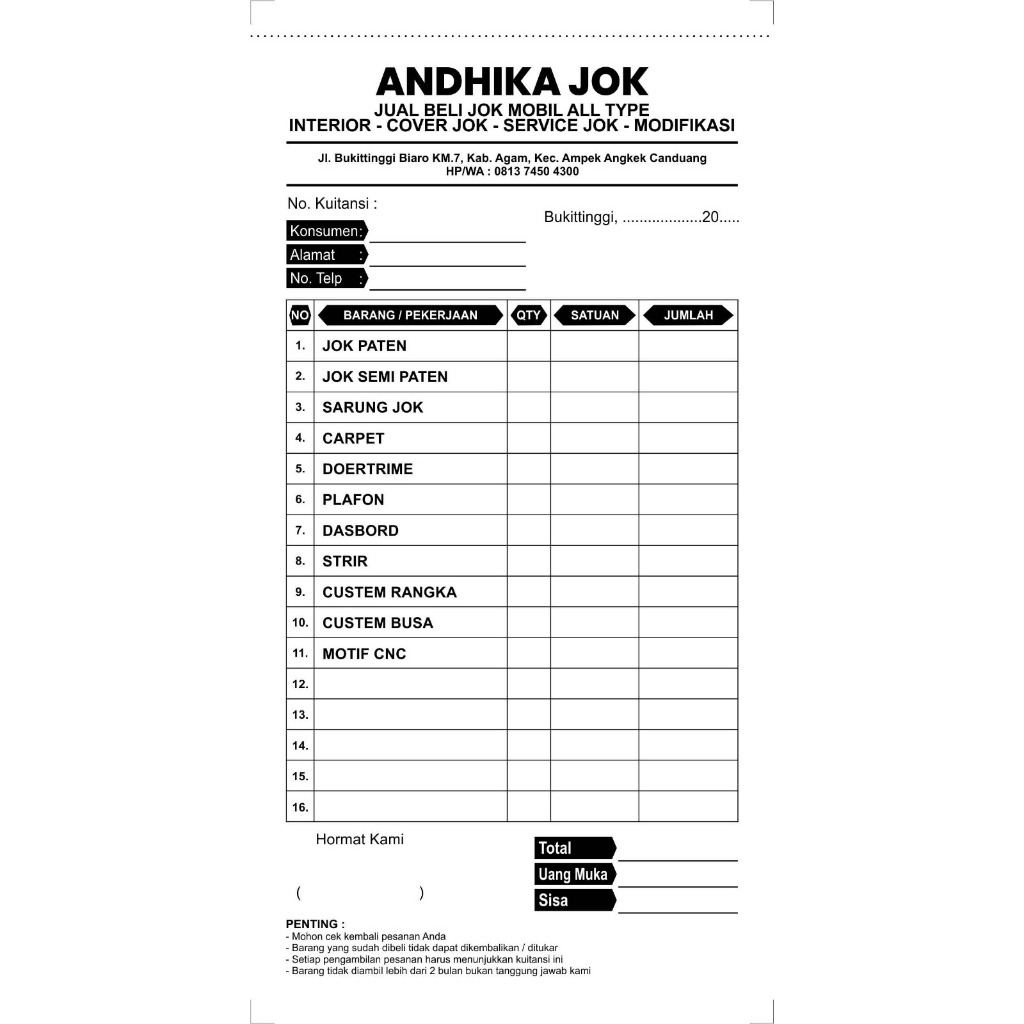 

Cetak Nota Andhika Jok