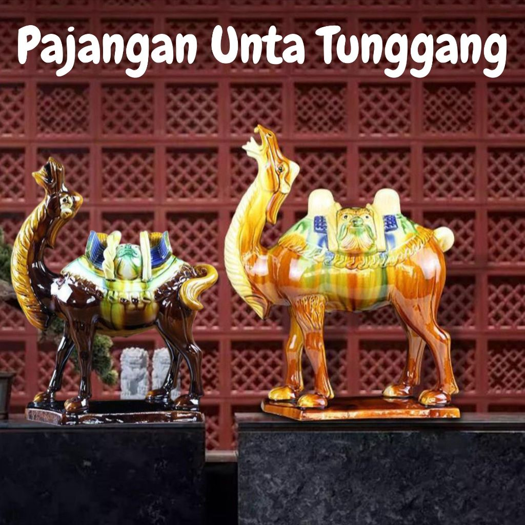 Pajangan Patung Unta Keramik Elegan/Pajangan Unta Tunggangan Keramik