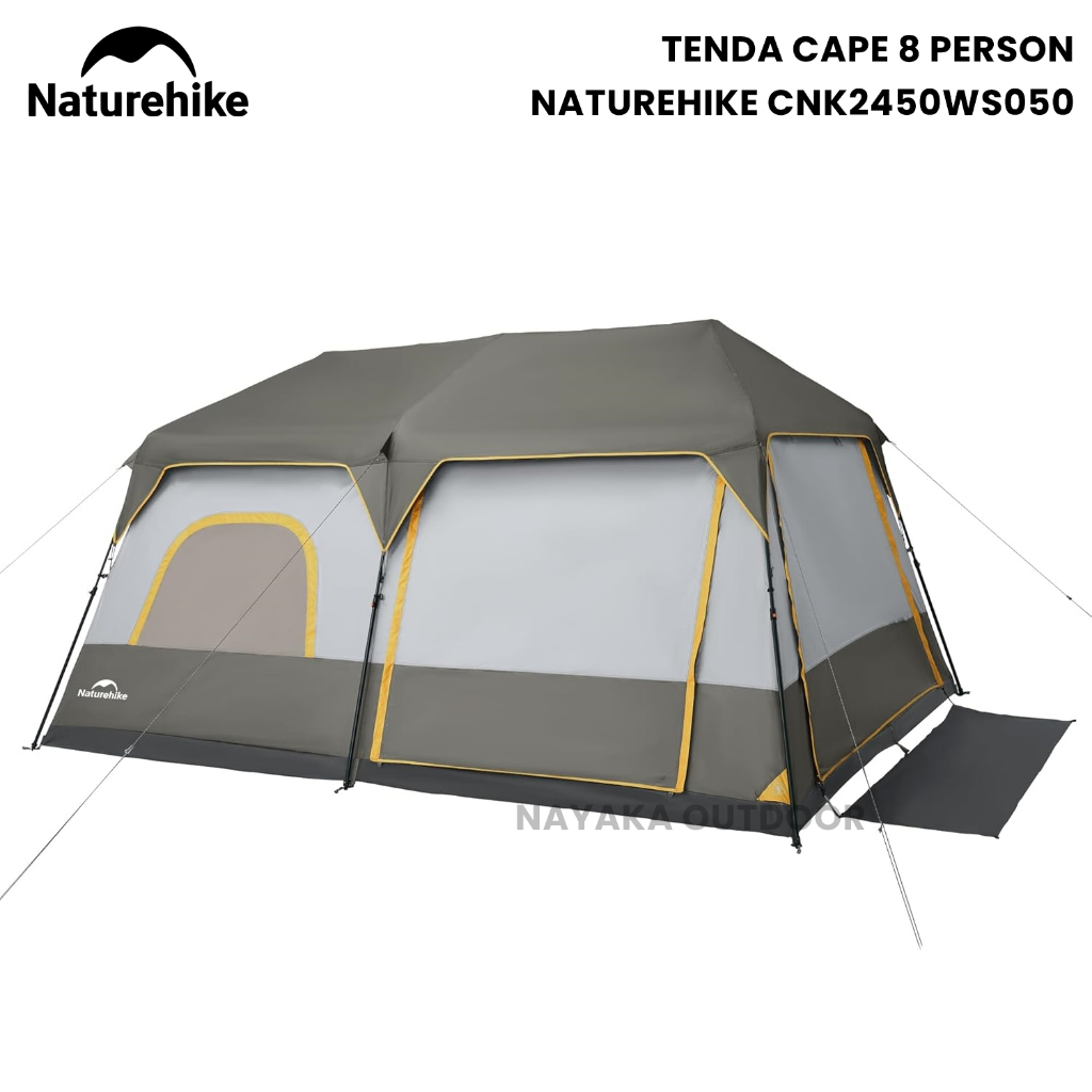 Tenda Otomatis Camping Cape 8P Naturehike CNK2450WS050 Tenda Glamping Otomatis Keluarga 8 Orang