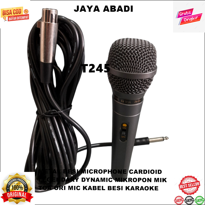 T245 TOA ORI MIC KABEL BESI KARAOKE LEGENDARY DYNAMIC MIKROPON MIK METAL BESI MICROPHONE CA