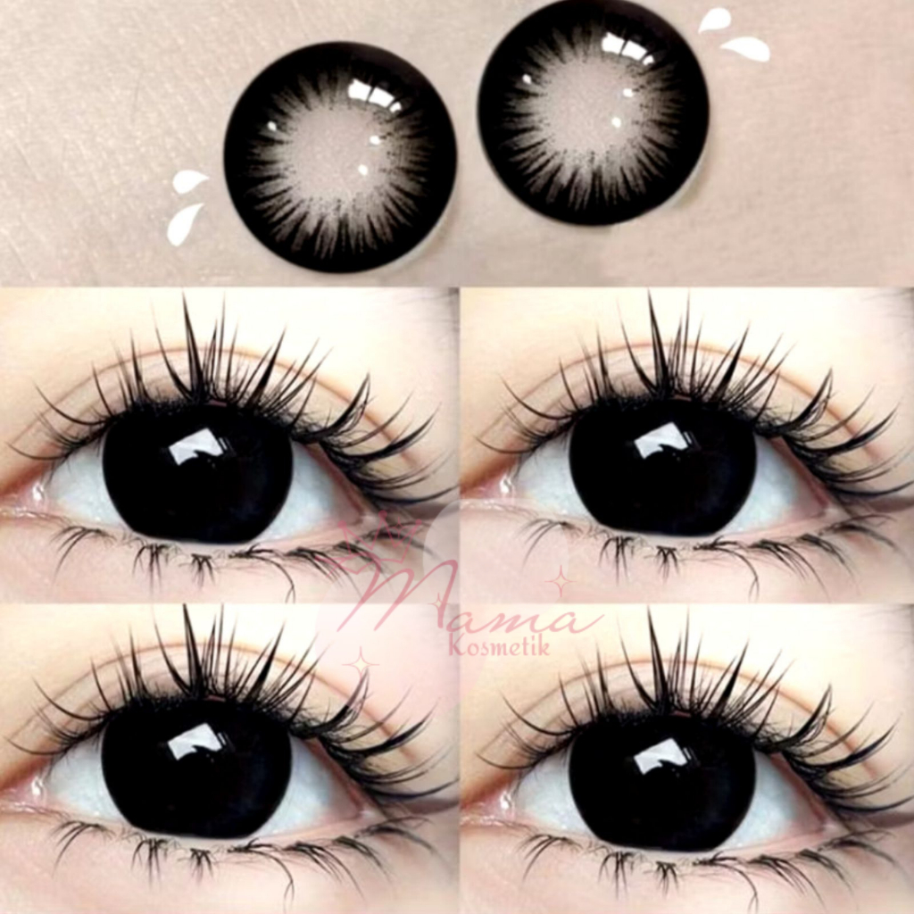 M1 Softlens Hitam Pekat Diameter 15 mm BELOK Mata Barbie / Soflens Minus / Soflens Black Natural / S