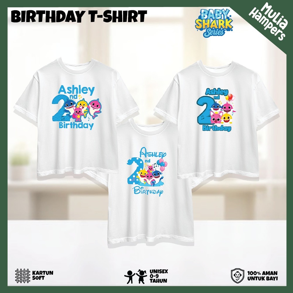 ID BAJU KAOS FAMILY BIRTHDAY BAJU KELUARGA TEMA BABY SHARK FREE CUSTOM NAMA DAN ANGKA ULANG TAHUN