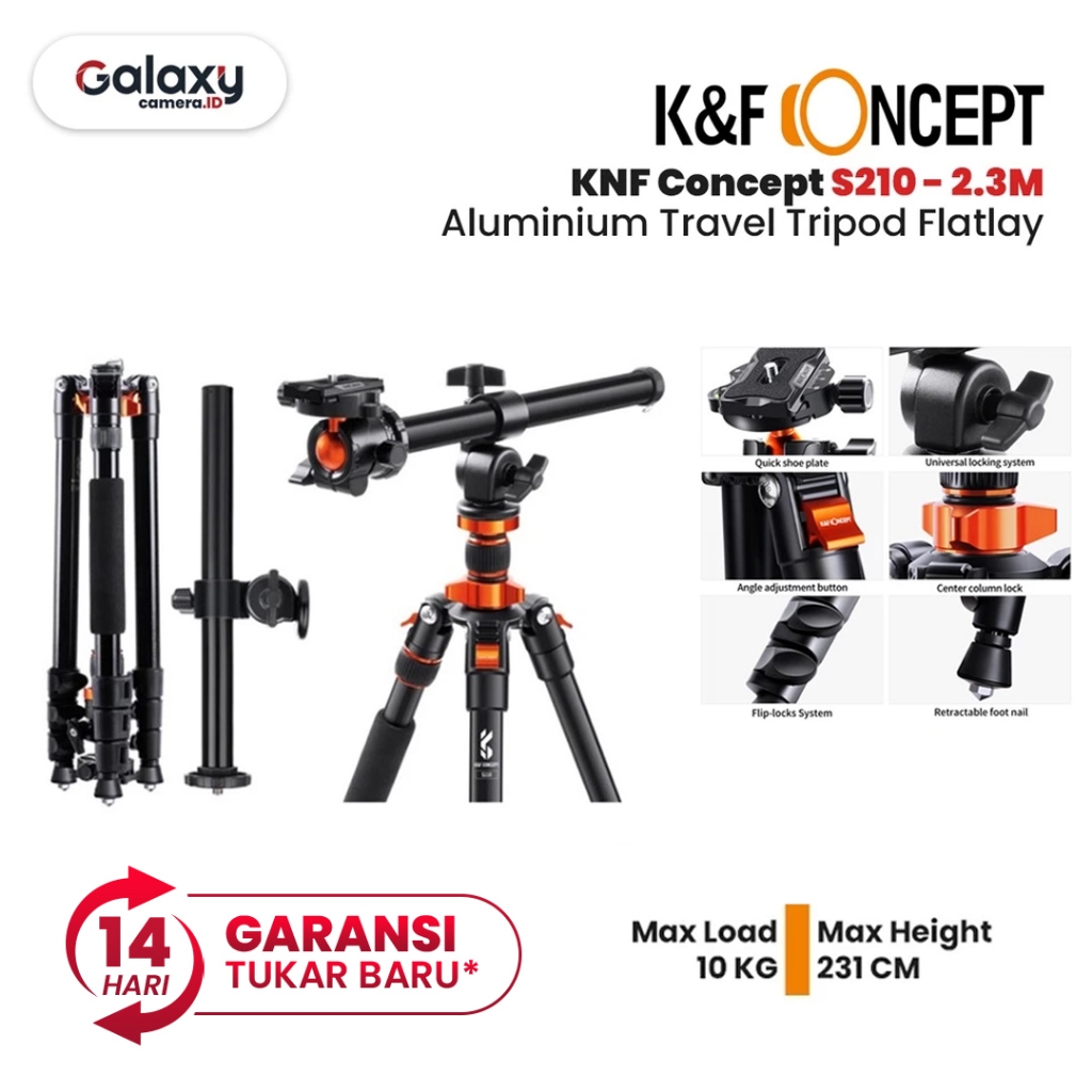 K&F Tripod S210 Aluminium Travel Tripod (K23A7) Resmi