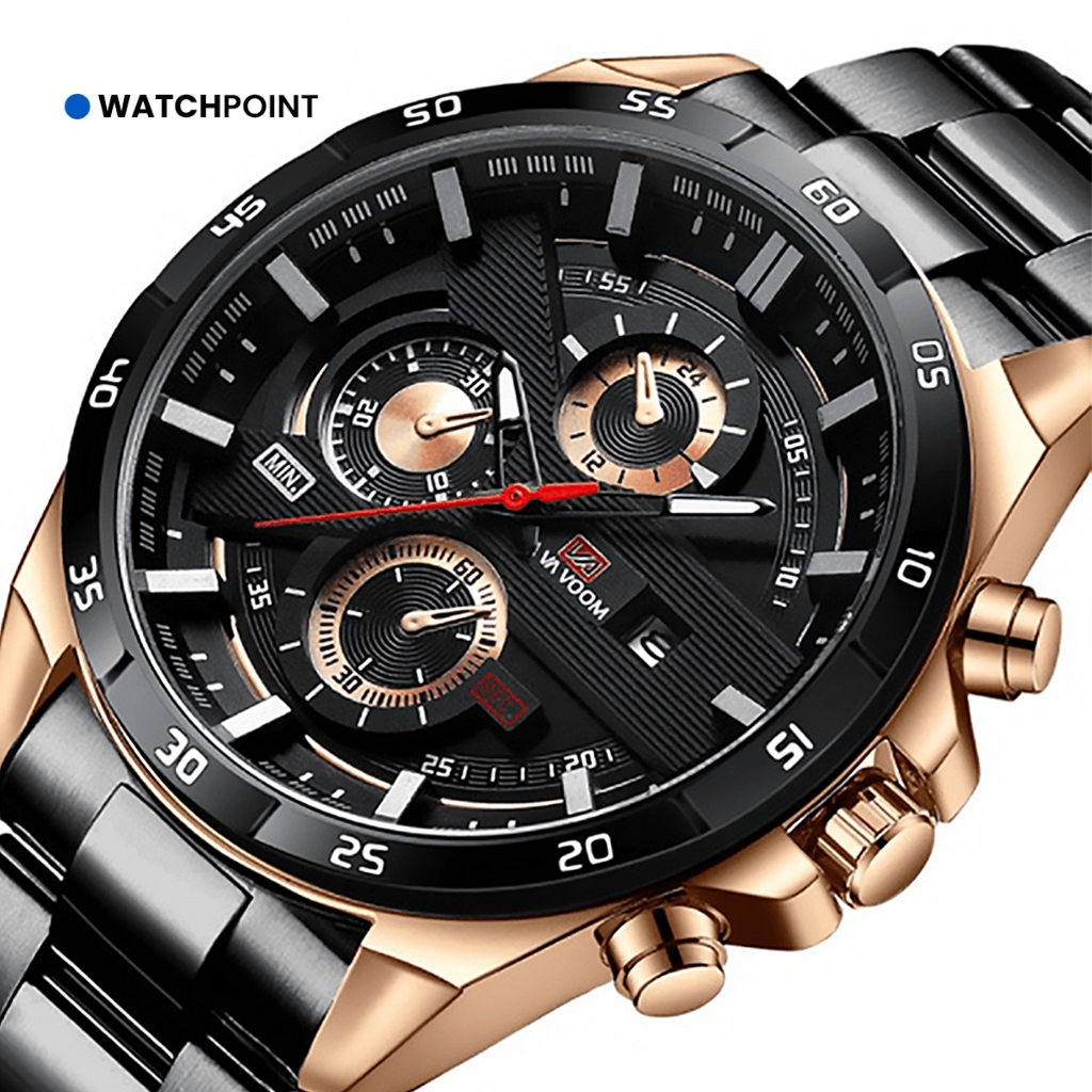 TERMURAH WATCHPOINT VV-020 VAVA VOOM Jam Tangan Pria Anti Air Stainless Steel Kalender Original