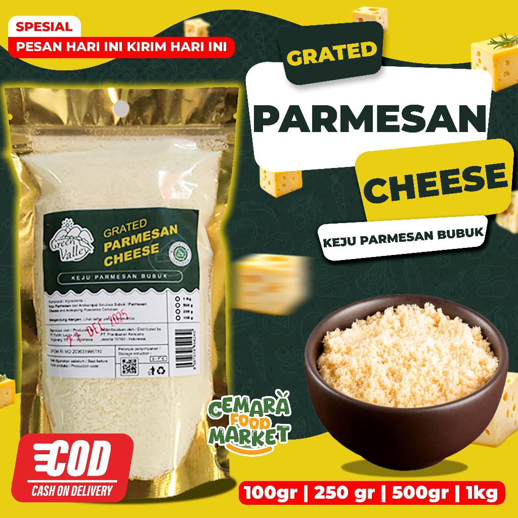 

Parmesan Cheese Green Valley 100gr Keju Parmesan Bubuk Kualitas Terbaik Harga Promo