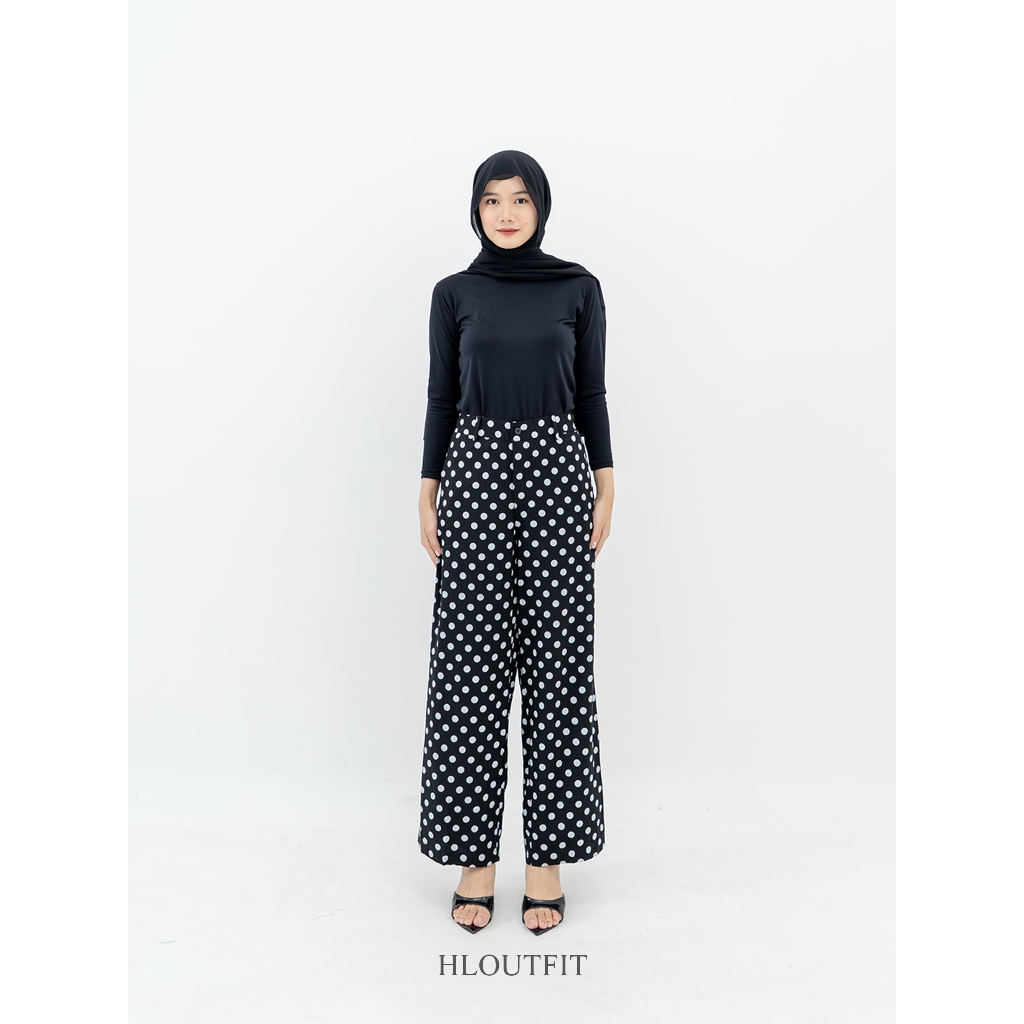 HL Polka Highwaist Pants- Celana Motif Polkadot (L Series)