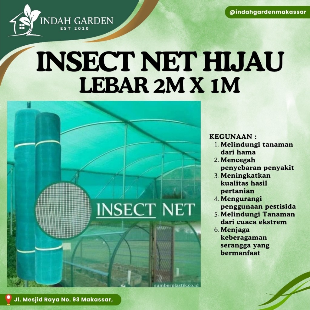 INSECT NET HIJAU - Jaring kasa LEBAR 2m/Insect Net/Jaring Pengaman Proyek Harga PERMETER_Mesh 40
