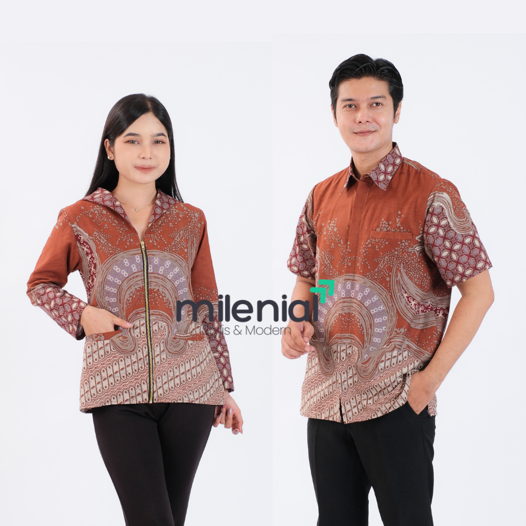 Milenial Batik Couple Atasan Batik Wanita Batik Pria Kemeja Blouse LEKER