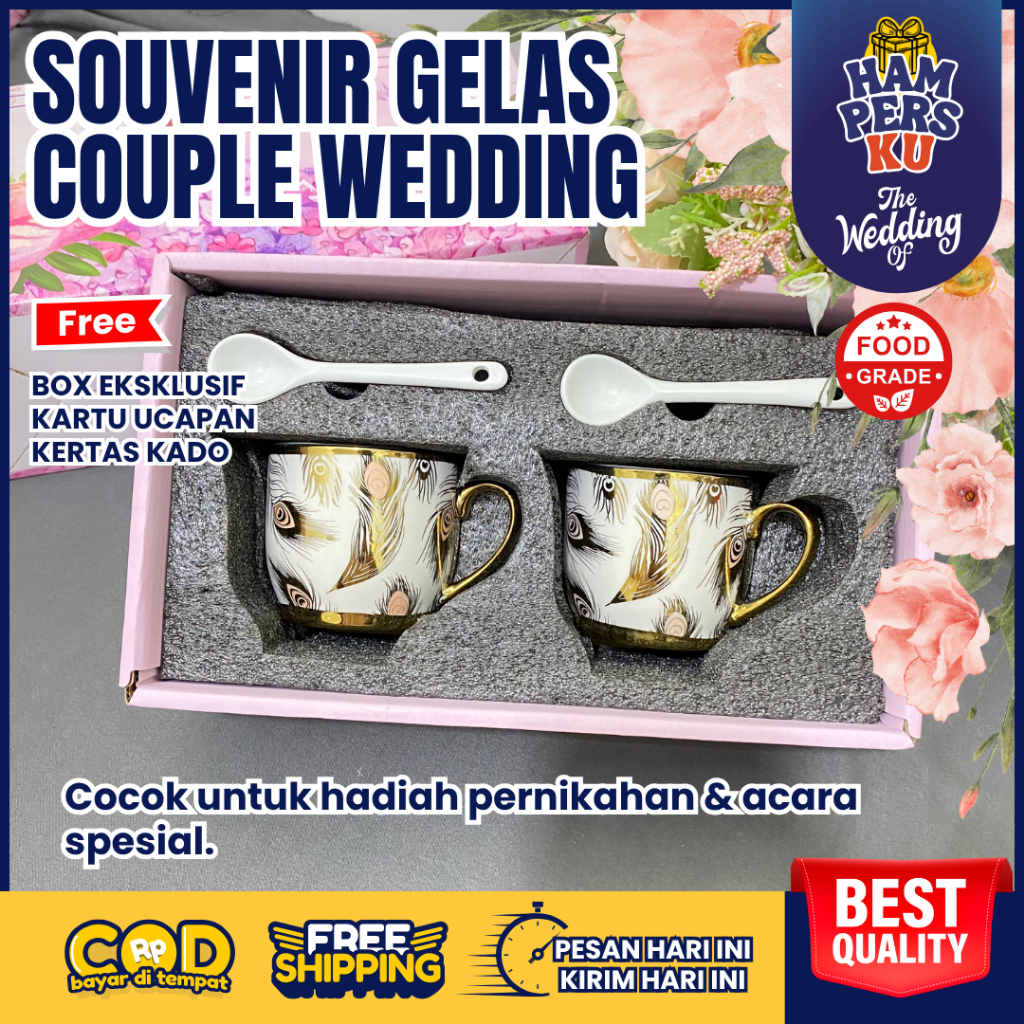Hampers Wedding Mug Couple Pasangan Mr Mrs Wedding Gift Set Box Gelas Cangkir Set Keramik Souvenir W