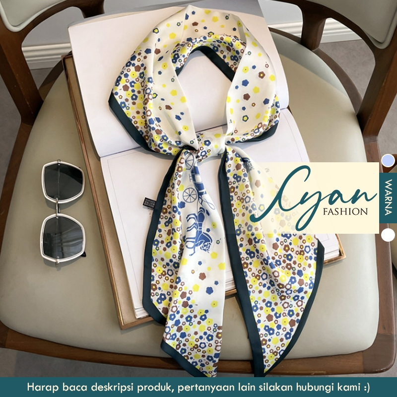 "Hibi" Scarf Pita, Scarf Leher, Scarf Tas, Bahan High Grade Silk Immitation