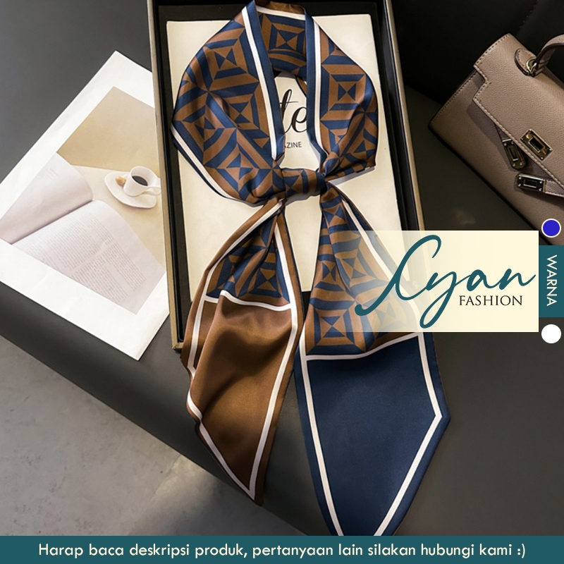 "Asya" Scarf Pita, Scarf Leher, Scarf Tas, Bahan High Grade Silk Immitation