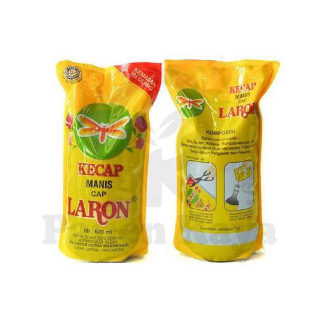 

Kecap cap Laron kemasan 620ml 300ml dan 150ml