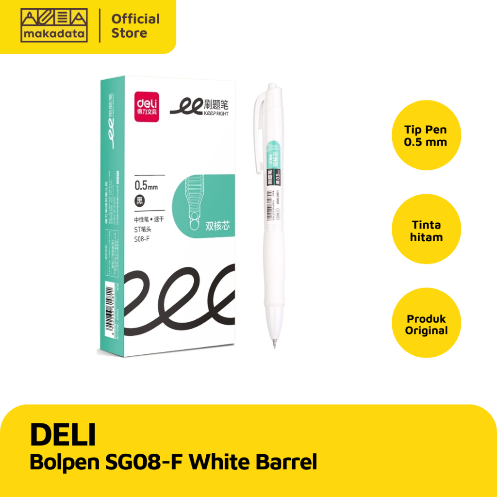 

BOLPOINT / BOLPEN / PULPEN DELI SG08-F WHITE BARREL (1 PCS) MURAH