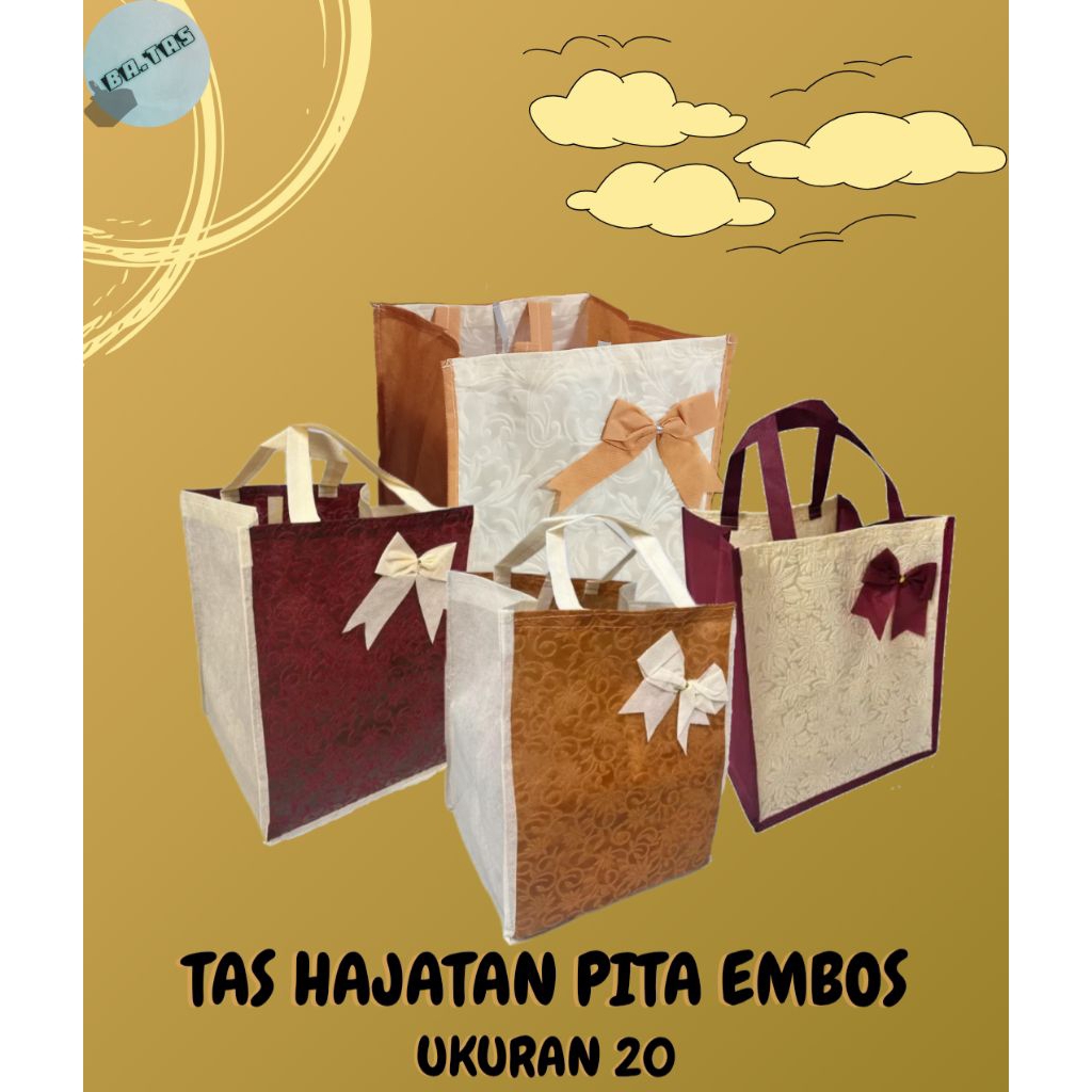 

(12Pcs) Tas Hajatan Embos Pita Ukuran 20x20 / Tas Berkat