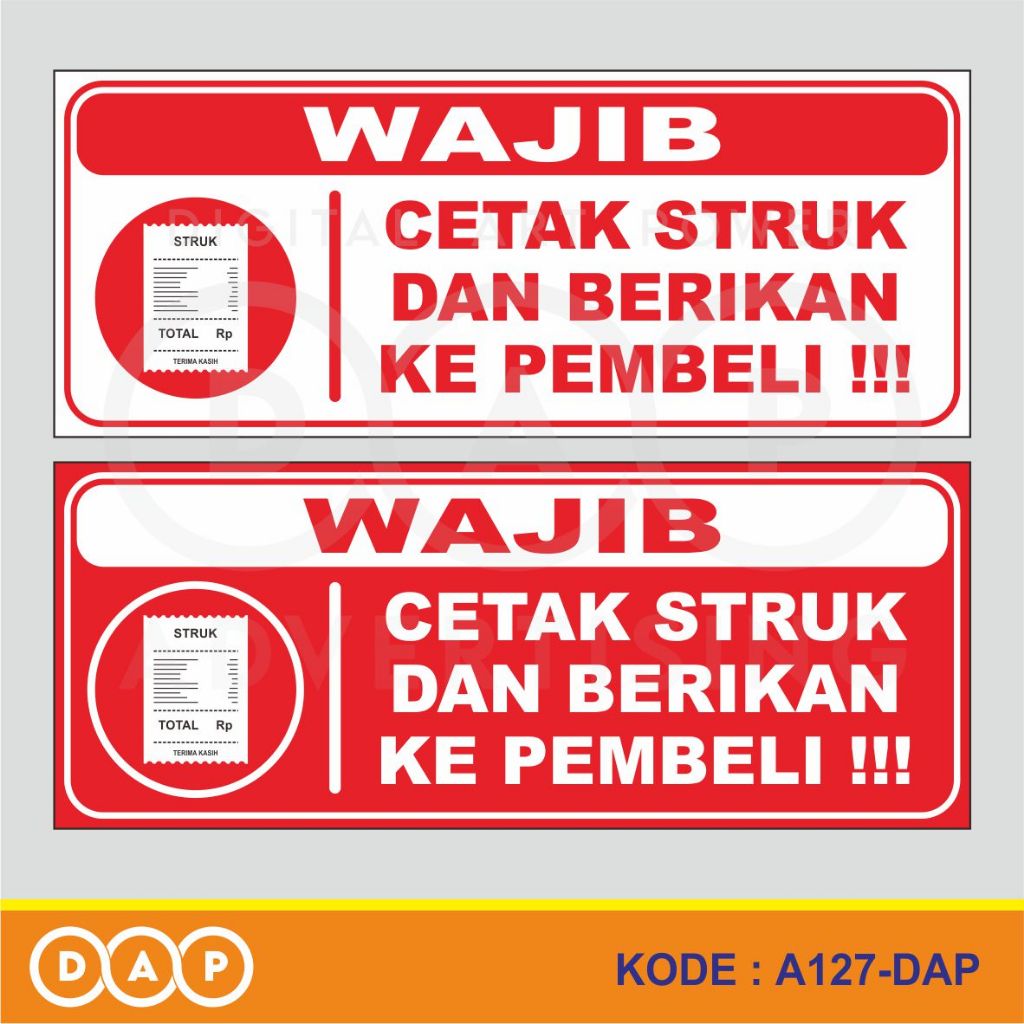 

A127 - Acrylic Sign, Stiker Akrilik Wajib Cetak Struk, Tahan Air, Tidak Pudar, Termurah, Bisa Custom