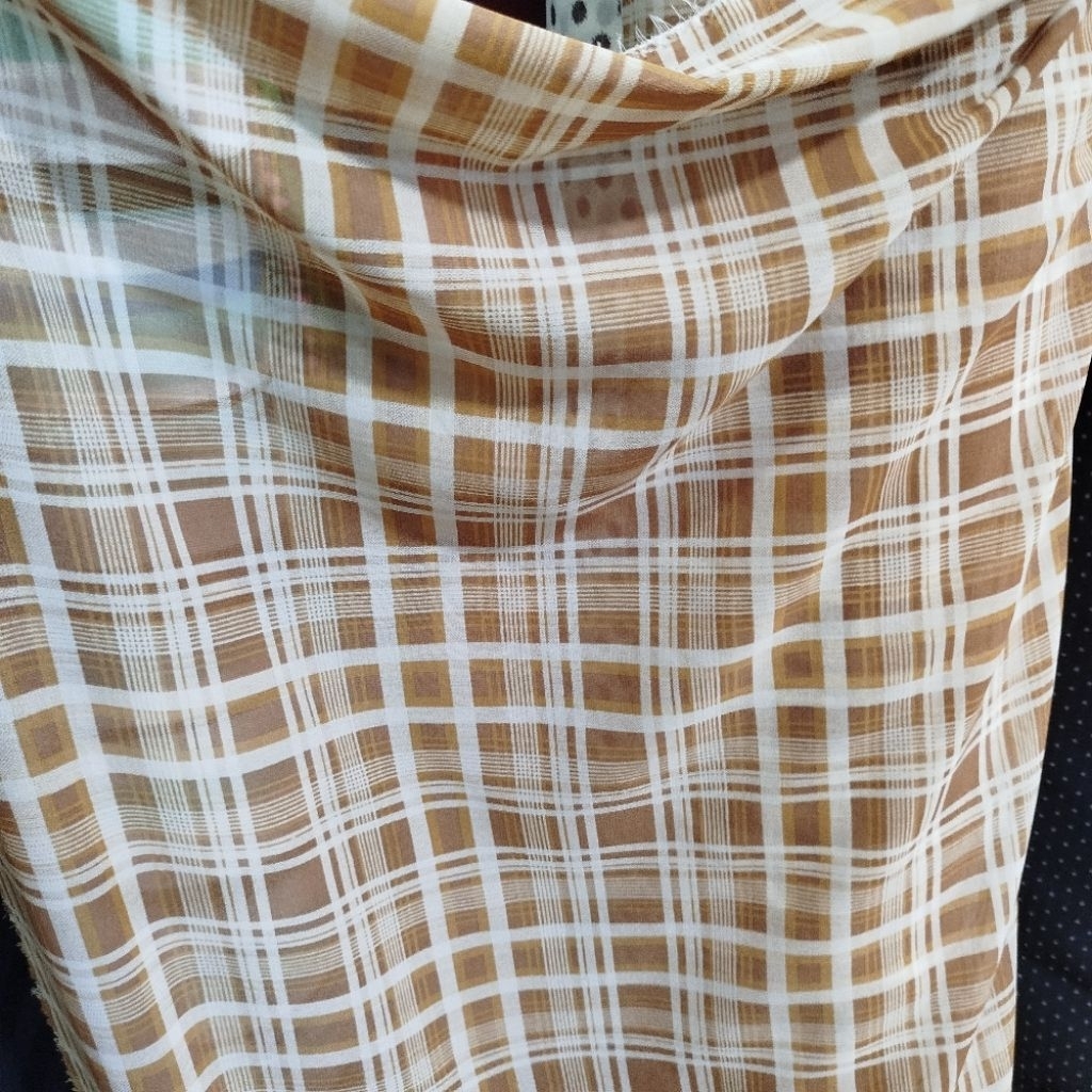 Bahan ceruty babydoll motif kotak // Kain sifon ceruty // Kain ceruty babydoll motif // Bahan sifon 