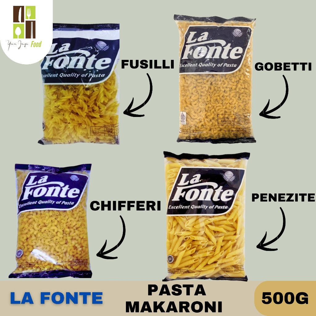 

Lafonte Makaroni Pasta / Fusili / Chifferi / Penezite / Macaroni / Kemasan 500g