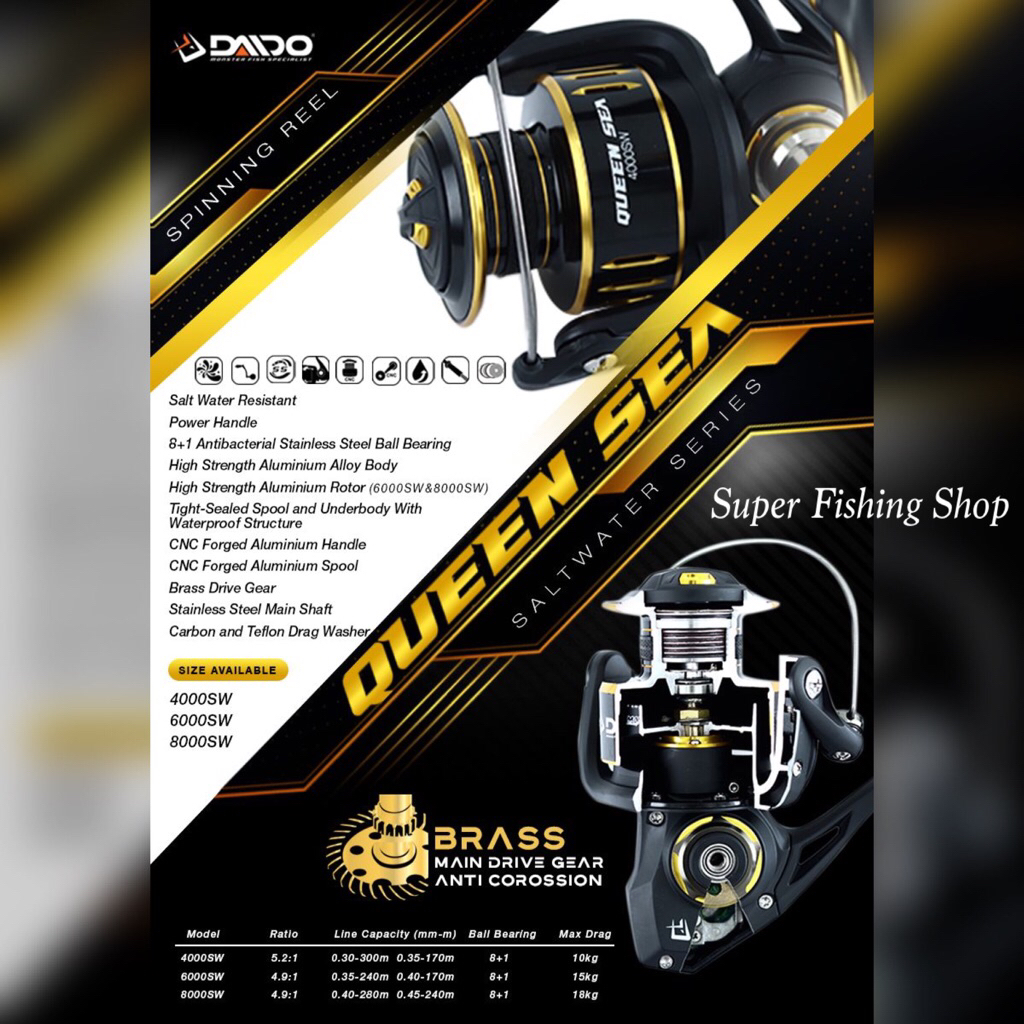 Reel Daido Queen Sea 6000 8000 SW Salt Water Series