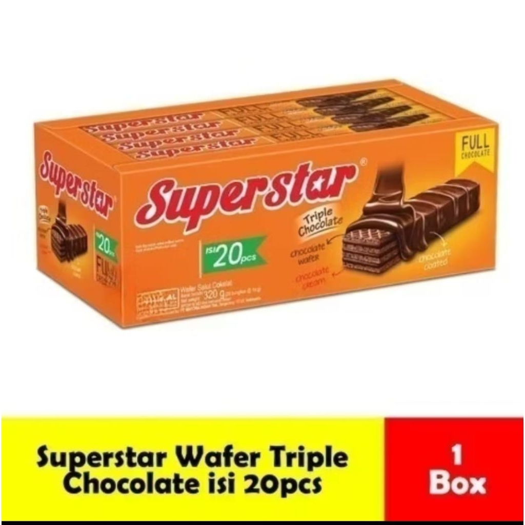 

promo superstar triple chocolate 1 box isi 20 pcs