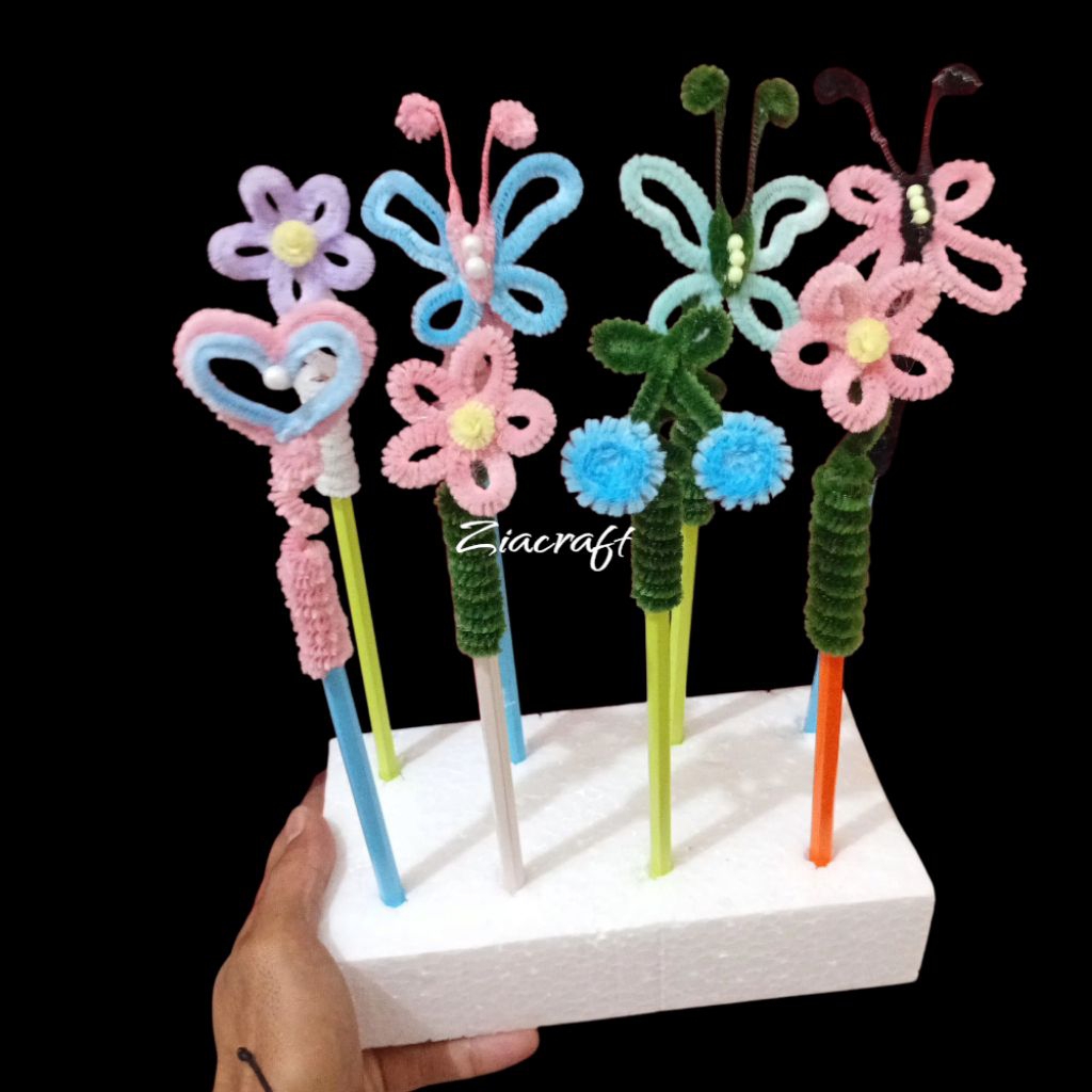 

6pcs pensil karakter / pensil kawat bulu/ diy kerajinan / pensil karakter / diy kerajinan tangan