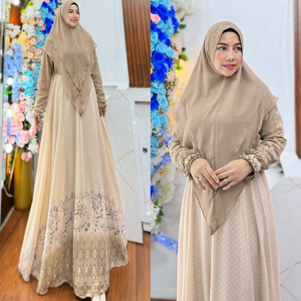 AZIZAH BY HUMAIRA SYARI GAMIS CERUTY PREMIUM SET JILBAB SCARF KHIMAR SERAGAMAN PENGAJIAN MAJELIS TAK