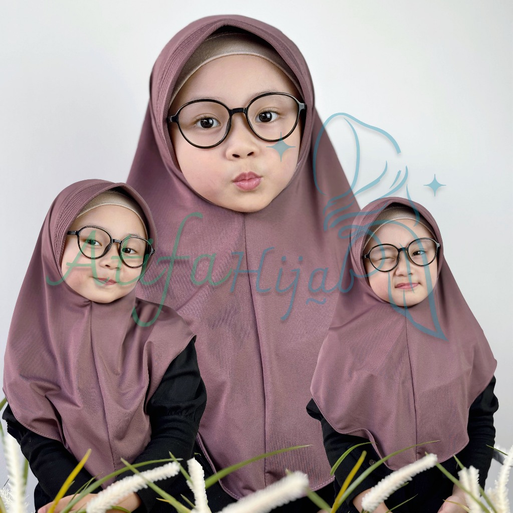 Hijab Bergo Penguin Pad Jersey Anak Umur 3 - 10 Tahun/ Jilbab Instan Jersey Penguin Pad Anak